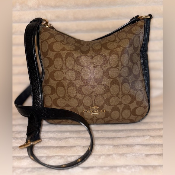 Coach Handbags - Coach Signature Brown and Black Crossbody Bag